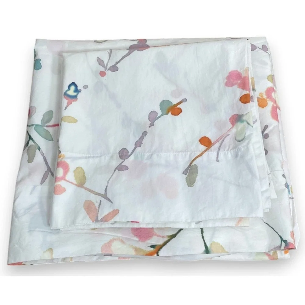 Annie Selke Pine Cone Hill Watercolor Floral King Flat Sheet 2 King Pillowcases